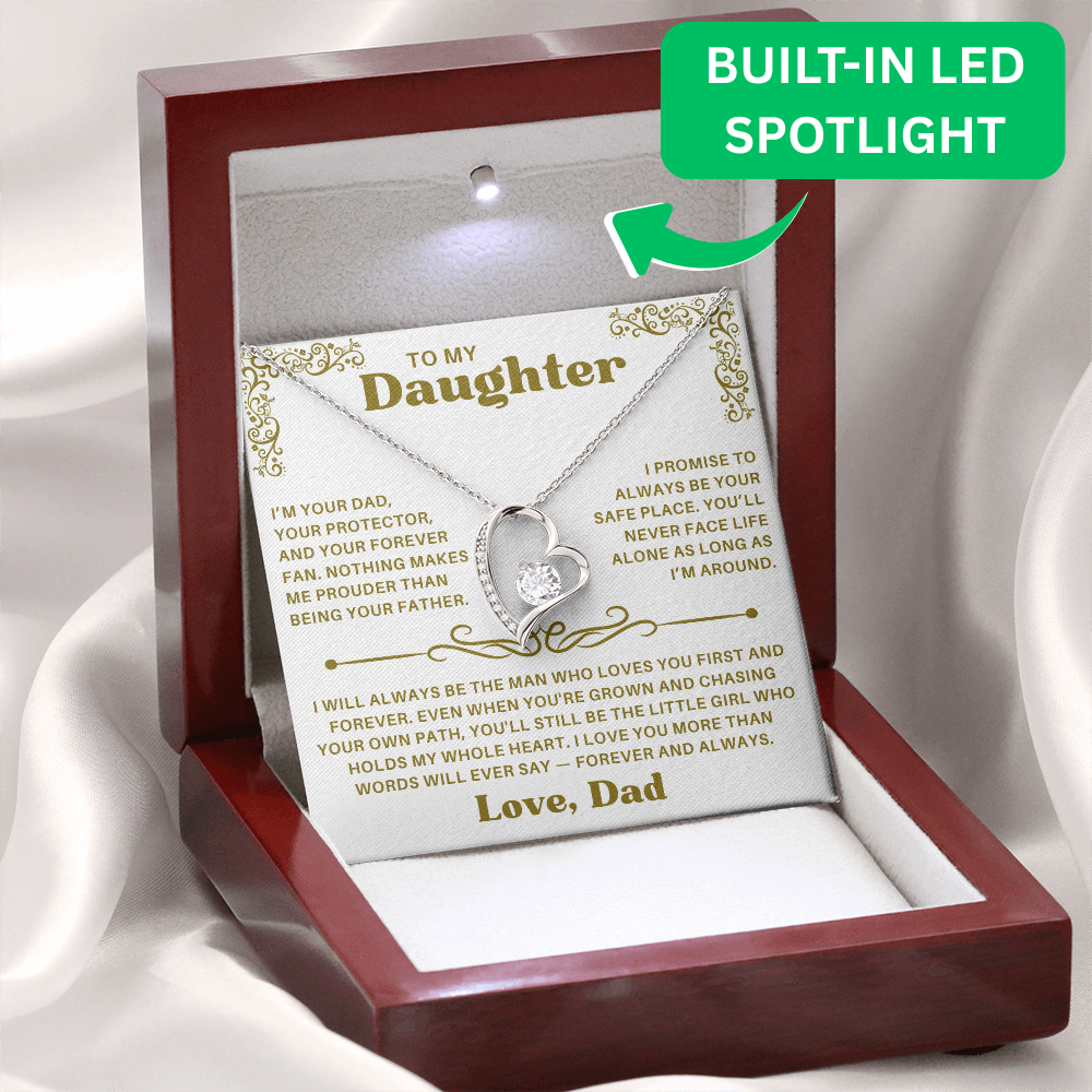 To My Daughter - Forever Love Neckalce With Free Zirconia Earrings