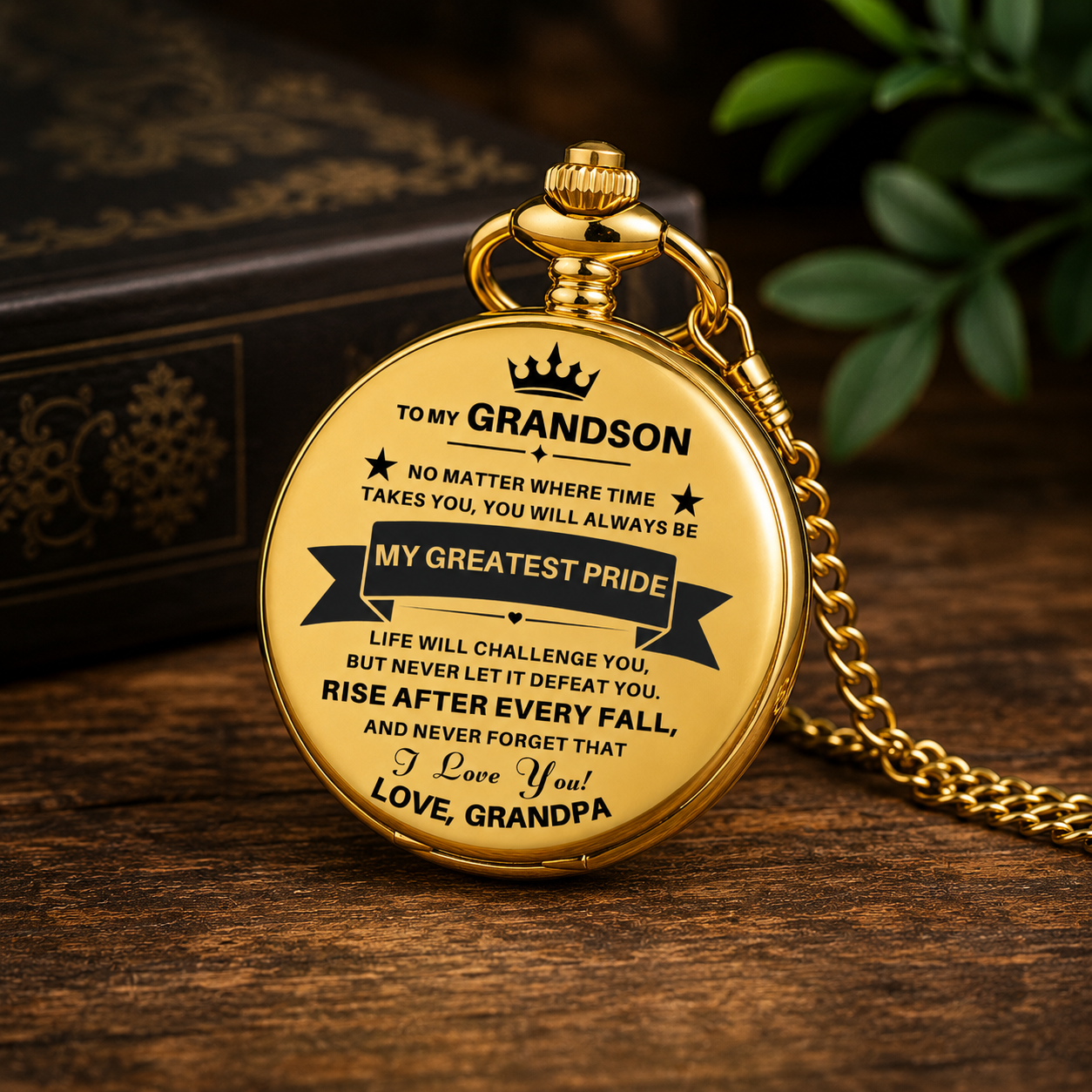 To My Grandson / From Grandpa - Luxury Vintage Pocket Watch Gift SS#2607