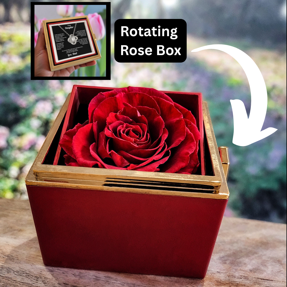 To My Daughter - From Dad - Rotating Rose Box Necklace Gift Set SS#27