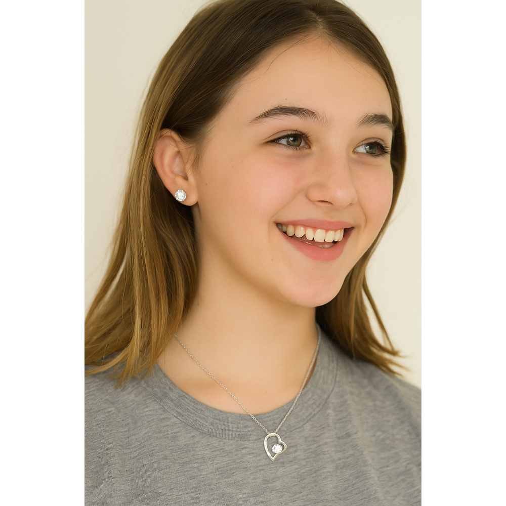 To My Daughter - Forever Love Neckalce With Free Zirconia Earrings