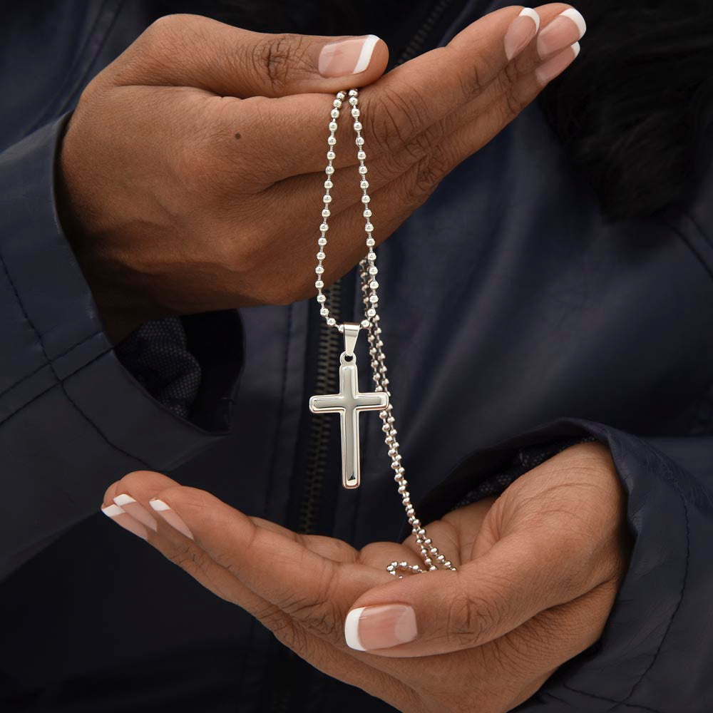 To My Son - From Mom - Cross Necklace with Engraving
