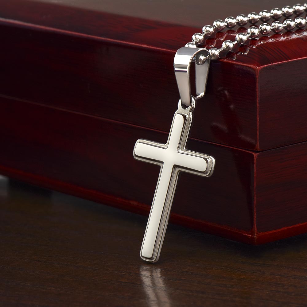 To My Son - From Mom - Cross Necklace with Engraving