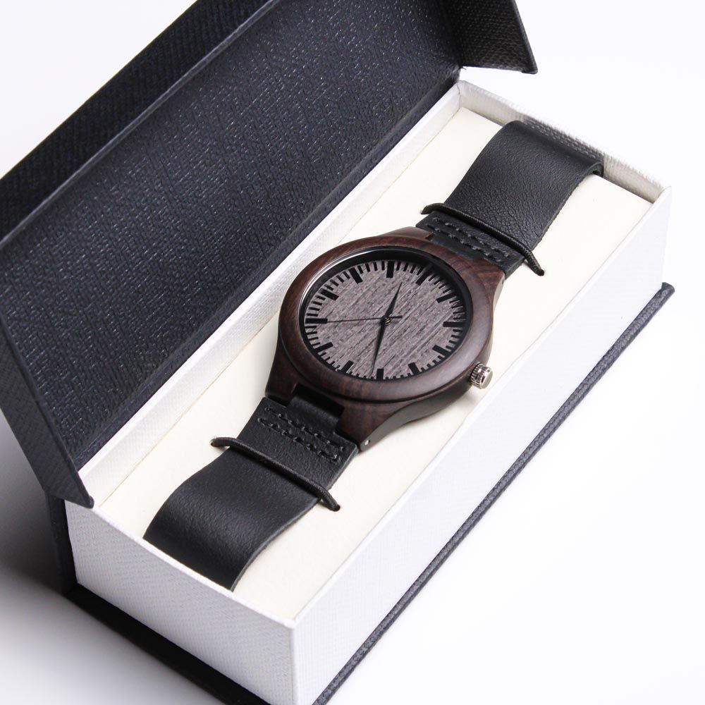 To My Brave Son - Lion Engraved Wooden Watch