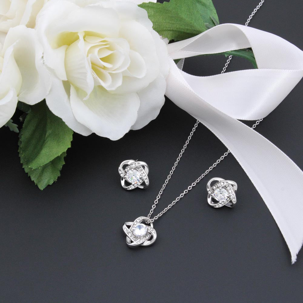 Love Knot Necklace With Free Zirconia Earring and Gift Box