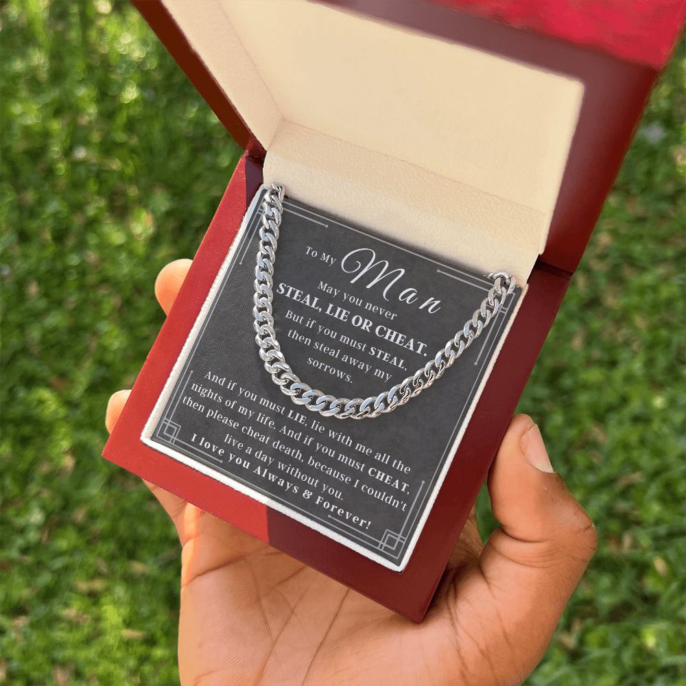 Never Steal, Lie, or Cheat Necklace For Boyfriend/Husband