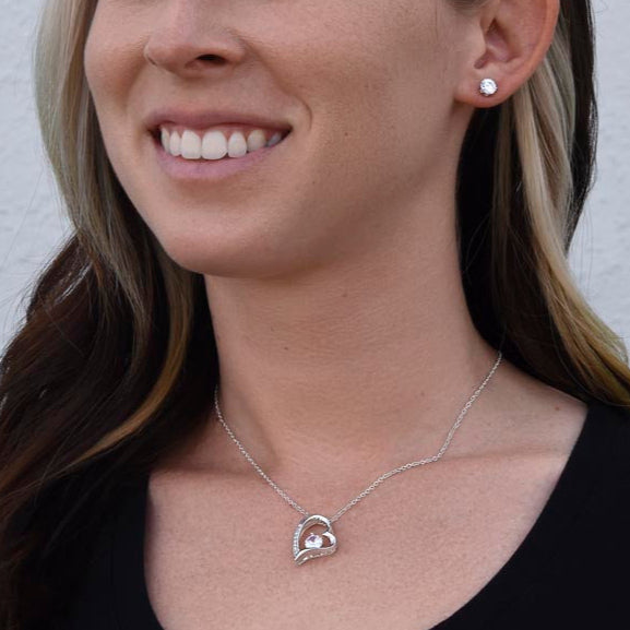 To My Daughter - Forever Love Neckalce With Free Zirconia Earrings