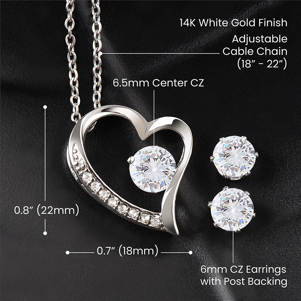 To My Daughter - Forever Love Neckalce With Free Zirconia Earrings