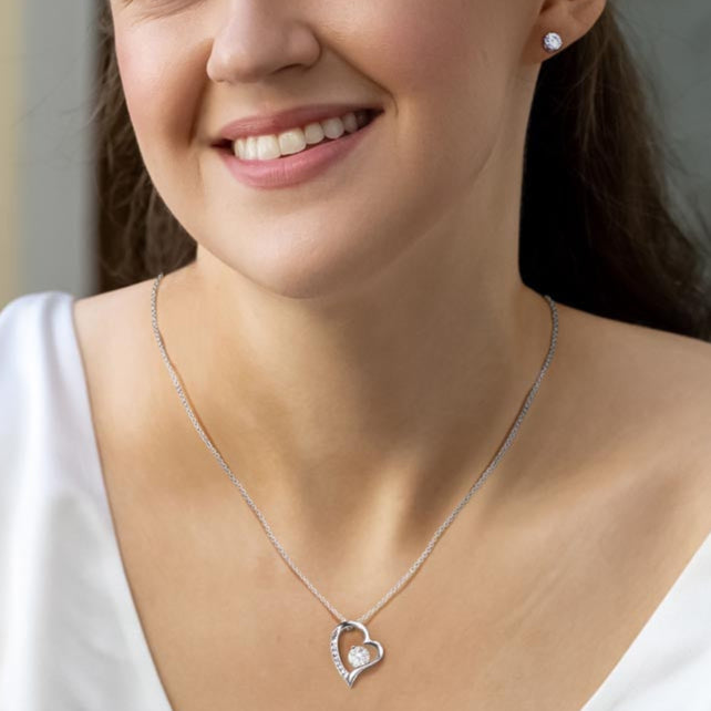 To My Daughter - Forever Love Neckalce With Free Zirconia Earrings
