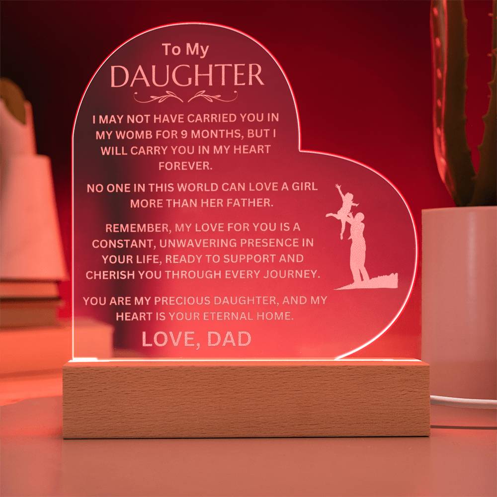 To My Daughter - LED Acrylic Heart Plaque - SO3844