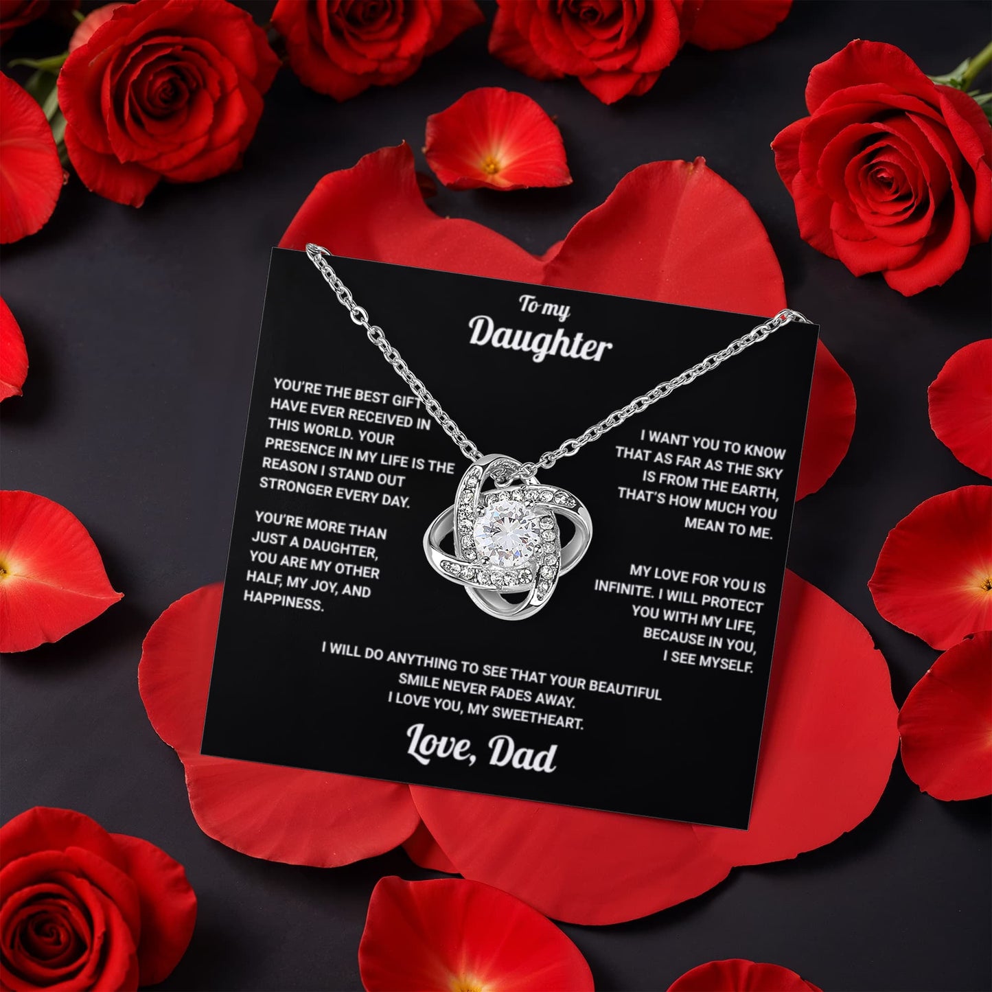 To My Daughter - From Dad - Rotating Rose Box Necklace Gift Set SS#27