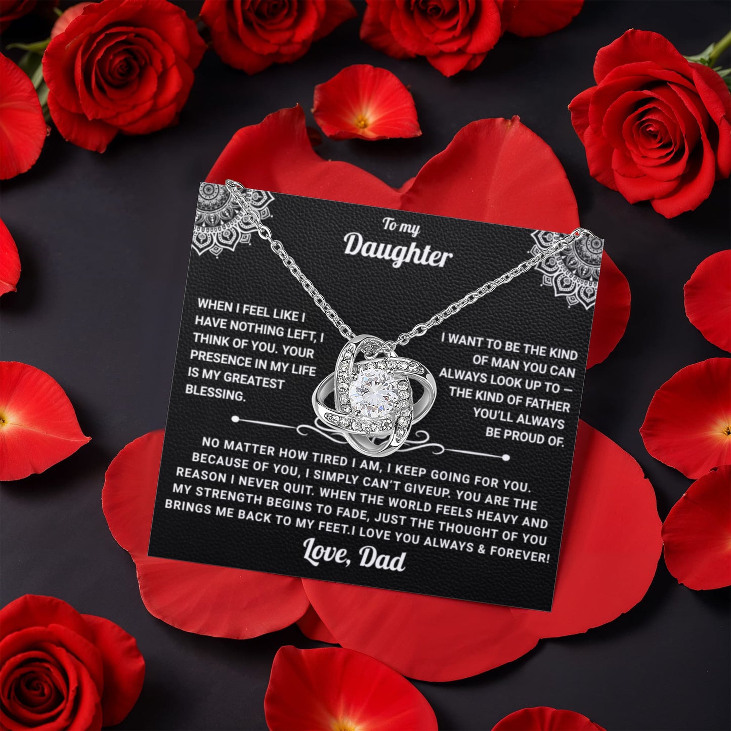 To My Daughter Rotating Rose Box Necklace Gift - SS#29