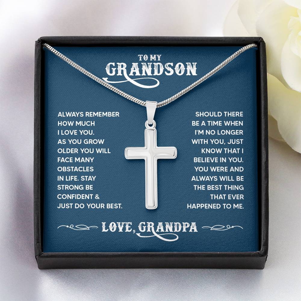To Grandson / From Grandpa Artisan Cross Necklace - SO - 0041