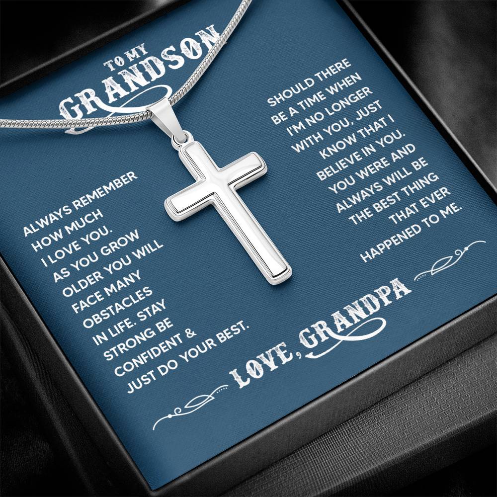 To Grandson / From Grandpa Artisan Cross Necklace - SO - 0041