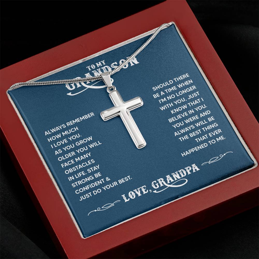 To Grandson / From Grandpa Artisan Cross Necklace - SO - 0041