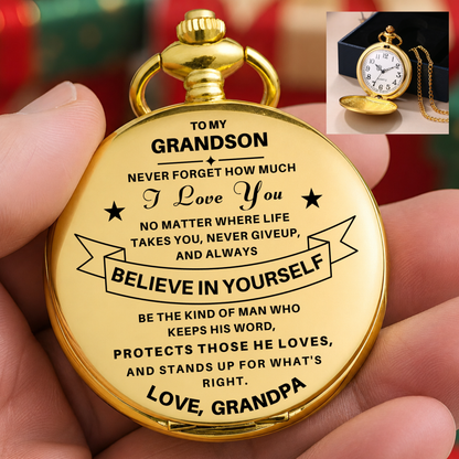 To My Grandson / From Grandpa - Luxury Vintage Pocket Watch Gift SS#2608