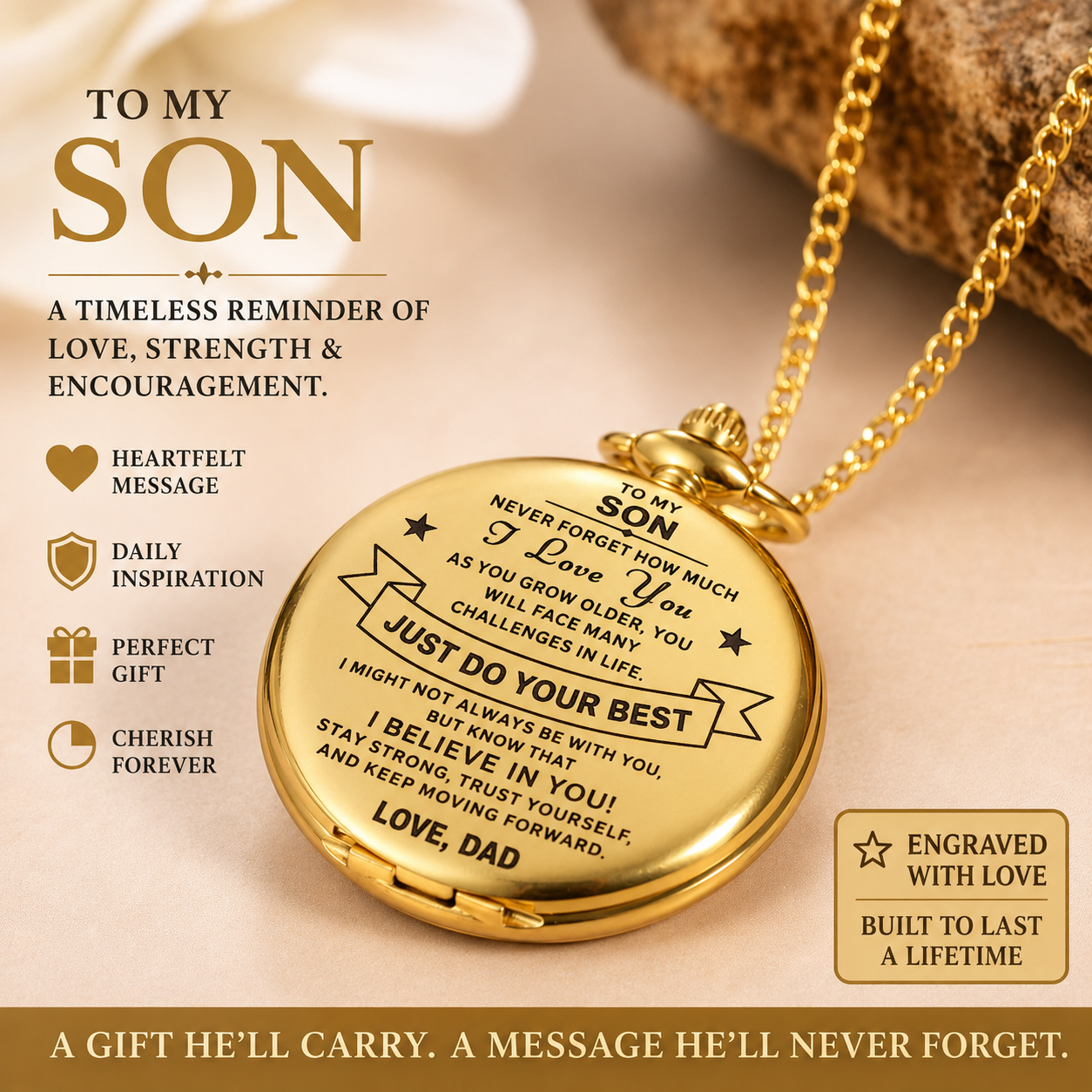 To My Son / From Dad - Luxury Vintage Pocket Watch Gift SS#31