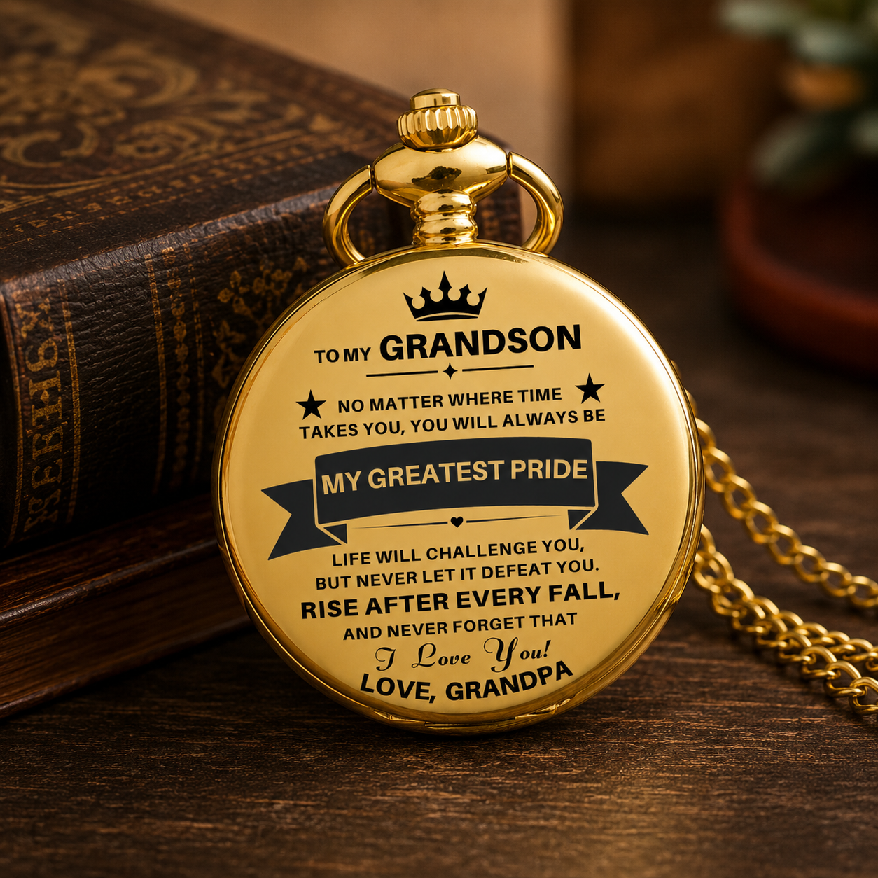 To My Grandson / From Grandpa - Luxury Vintage Pocket Watch Gift SS#2607