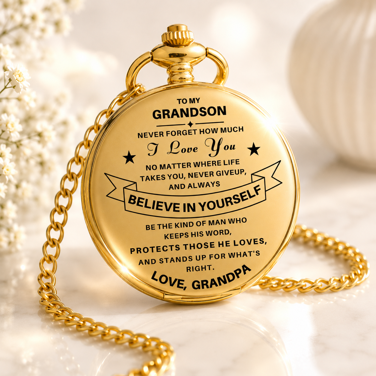 To My Grandson / From Grandpa - Luxury Vintage Pocket Watch Gift SS#2608