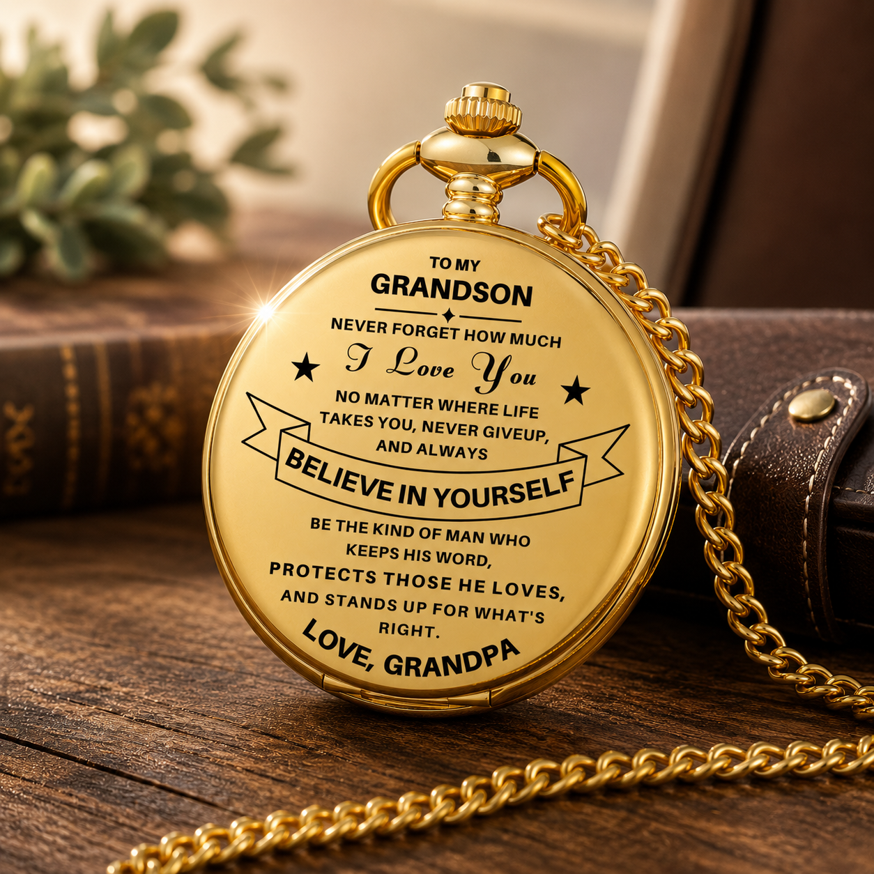 To My Grandson / From Grandpa - Luxury Vintage Pocket Watch Gift SS#2608