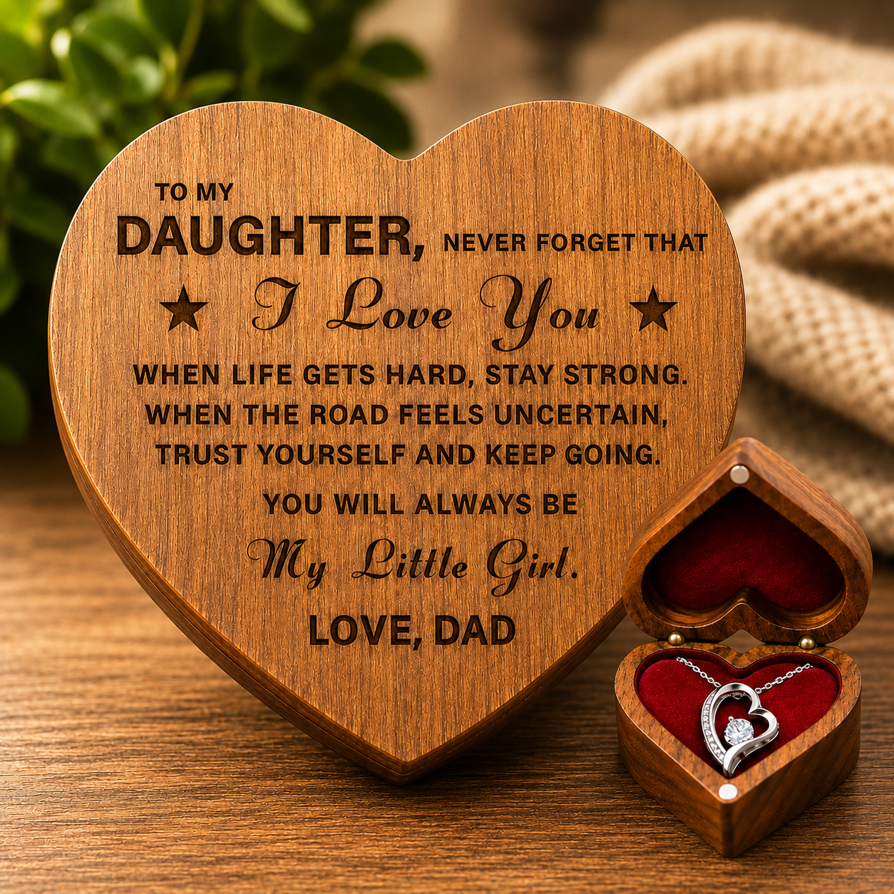 To My Daughter / Love Dad Luxury Heart Necklace Gift #2609