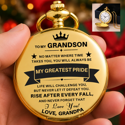 To My Grandson / From Grandpa - Luxury Vintage Pocket Watch Gift SS#2607