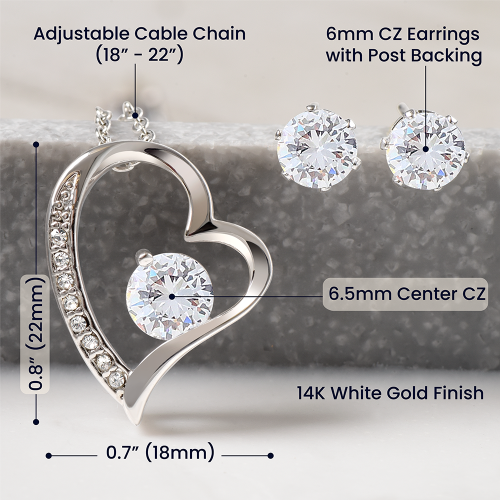 To My Daughter - Forever Love Neckalce With Free Zirconia Earrings