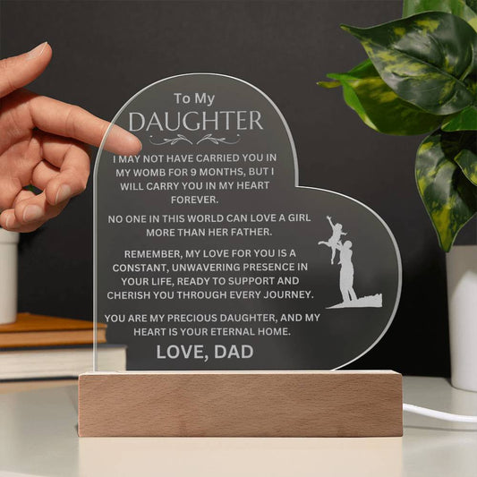 To My Daughter - LED  Acrylic Heart Plaque - SO3844