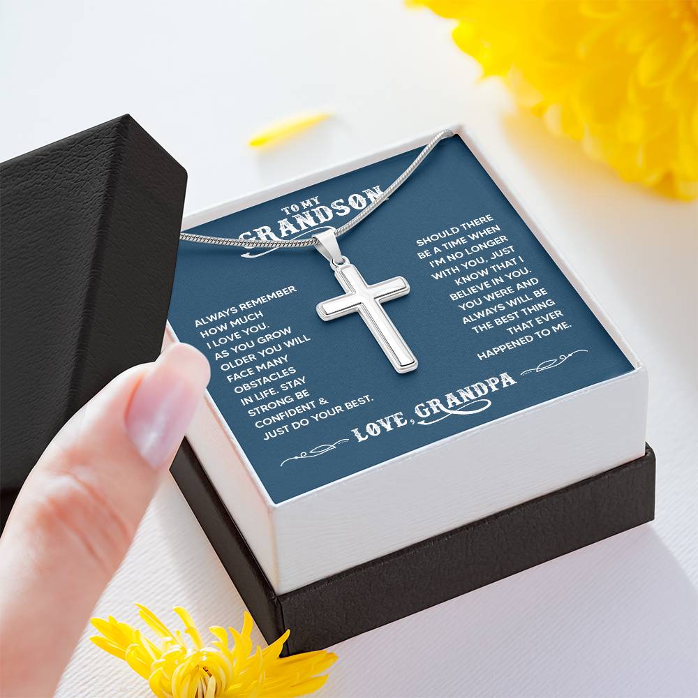 To Grandson / From Grandpa Artisan Cross Necklace - SO - 0041
