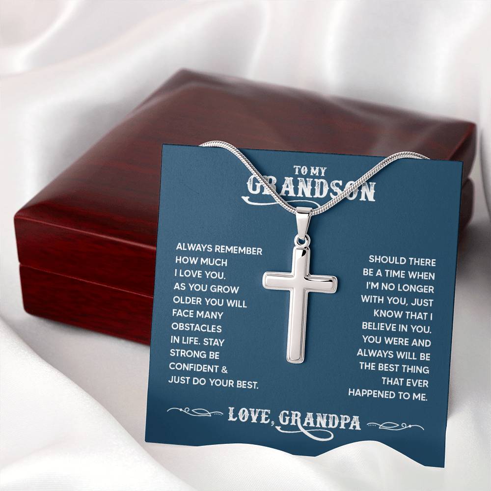 To Grandson / From Grandpa Artisan Cross Necklace - SO - 0041