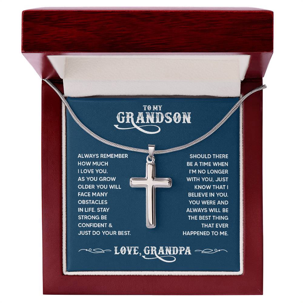 To Grandson / From Grandpa Artisan Cross Necklace - SO - 0041